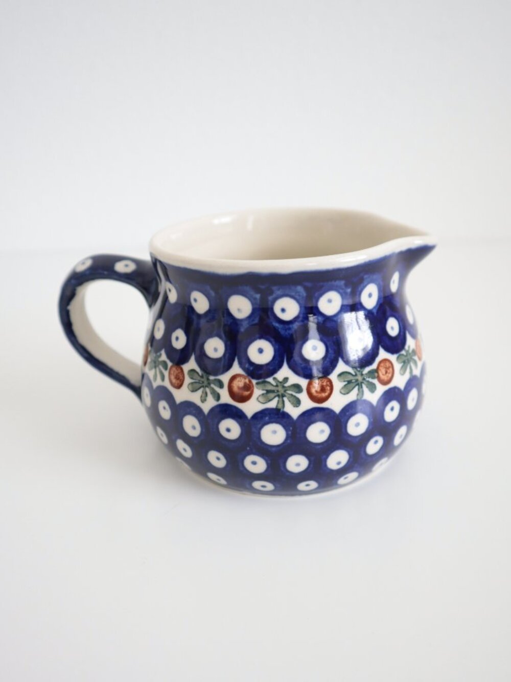Hand Made Polish Pottery Blue Eyes Pitcher